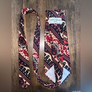 Louis Feraud Black and Red Silk Paisley Tie